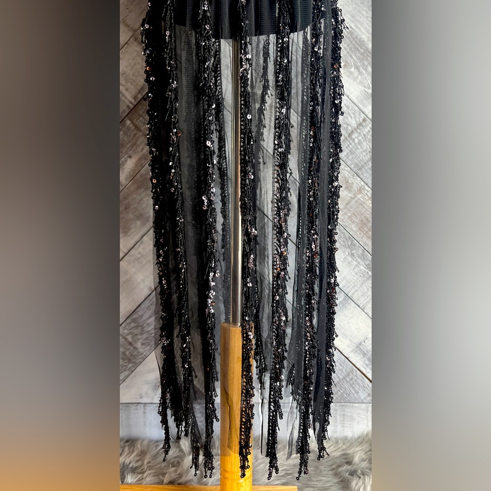 COSMOPOLITAN DRESS THE POPULATION NWT VALENCIA SLEEVELESS FRINGE MIDI DRESS - Picture 12 of 16